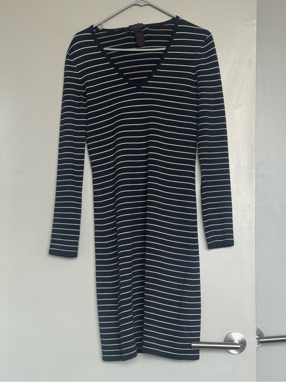 Ralph Ralph Lauren Navy Blue White Striped Long Sleeve Stretch Dress Small